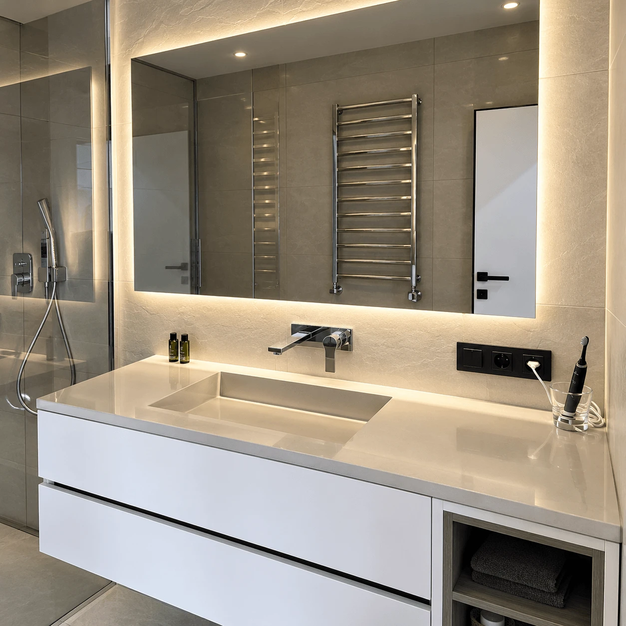 MODERN BANYO DOLABI & LED AYNA - Teslim Edilen Son Hali