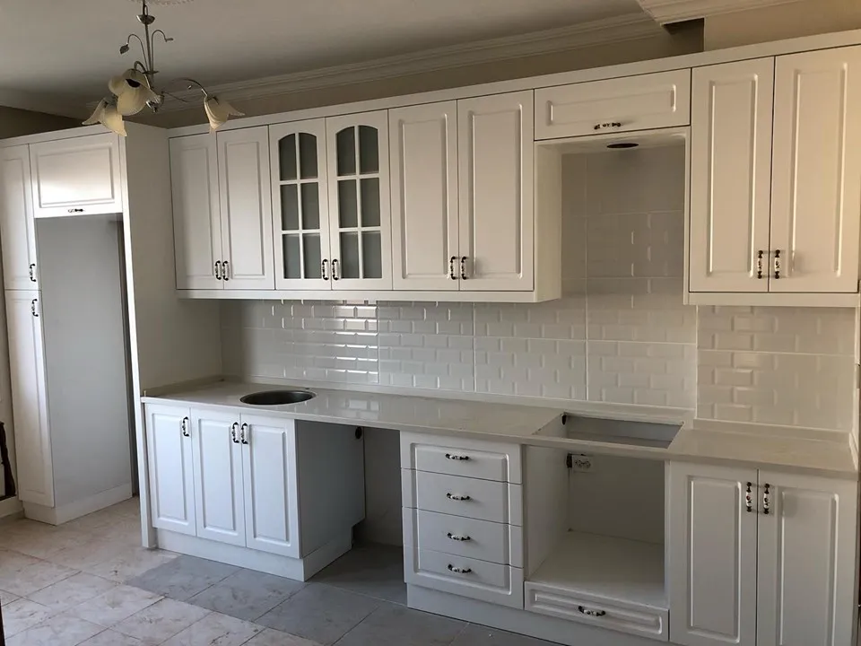 İzmir Mutfak Banyo Luxury Geniş Balkon & Salon İçin Çift Sıra Paralel Mutfak (MODEL-12-4) - Buca Adatepe özel mimari imalat