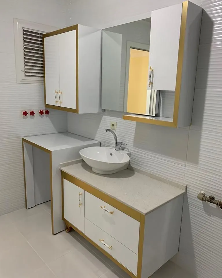 İzmir Mutfak Banyo Luxury Doğal Tik Ağacı Marin Tutkallı Islak Hacim Dolabı (MODEL-22) - Buca Adatepe özel mimari imalat