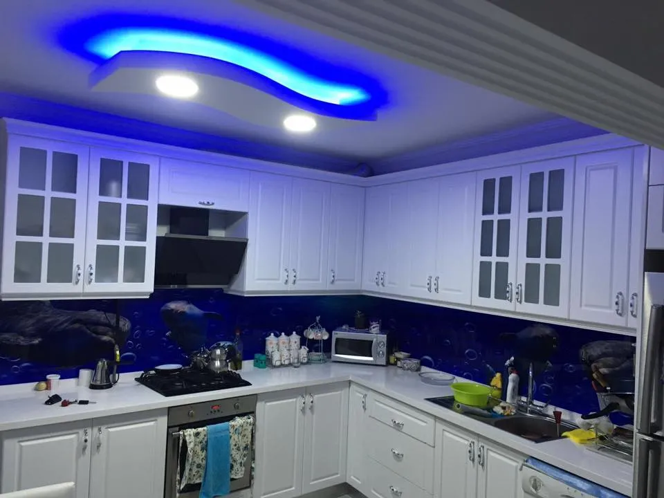 İzmir Mutfak Banyo Luxury Altın Gola Profilli Antrasit Mutfak Dolabı (MODEL-26-3) - Buca Adatepe özel mimari imalat