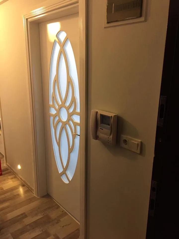 İzmir Mutfak Banyo Luxury Geometrik CNC Oyma Desenli Modern Tasarım Kapı (MODEL-32) - Buca Adatepe özel mimari imalat