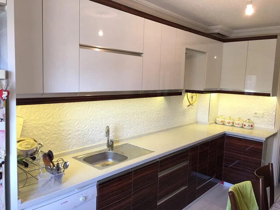 İzmir Mutfak Banyo Luxury Mat Antrasit & Doğal Dişbudak Kontrast Mutfak (MODEL-35-3) - Buca Adatepe özel mimari imalat