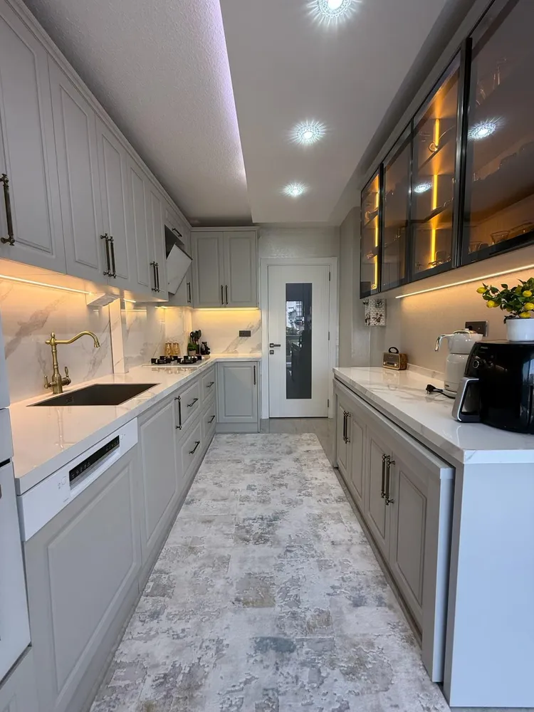 İzmir Mutfak Banyo Luxury Kulpsuz Bas-Aç Monolitik Duvar Mutfak Ünitesi (MODEL-42) - Buca Adatepe özel mimari imalat