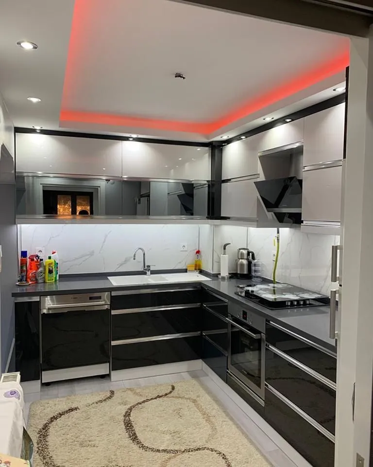 İzmir Mutfak Banyo Luxury İskandinav Açık Meşe Kulpsuz Mutfak Dolabı (MODEL-7-4) - Buca Adatepe özel mimari imalat