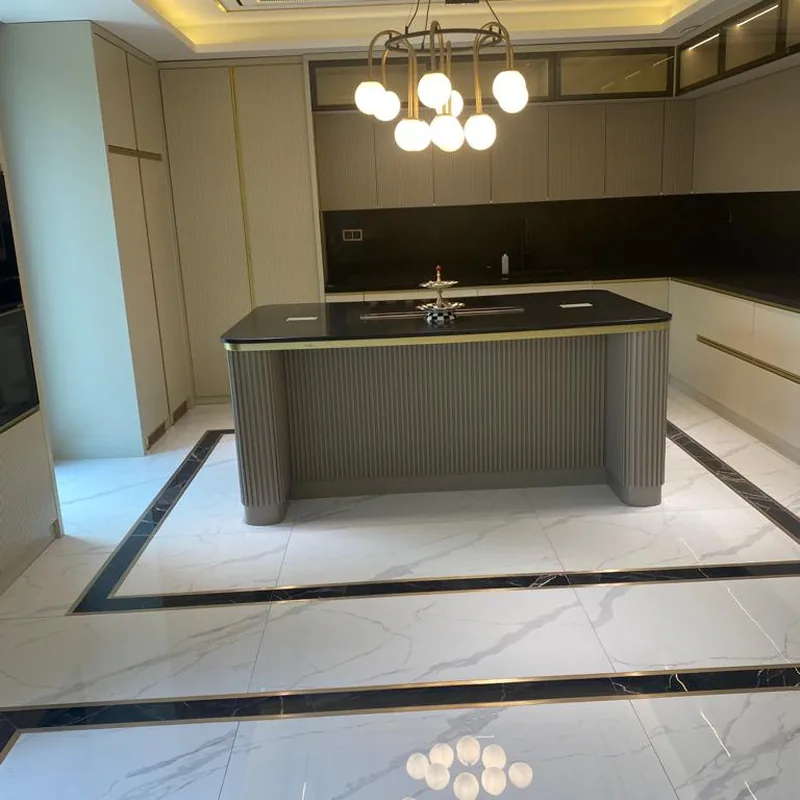 İzmir Mutfak Banyo Çeşme Ilıca Modern Ada Mutfak ve Akrilik Tezgah montaj teslimi #02