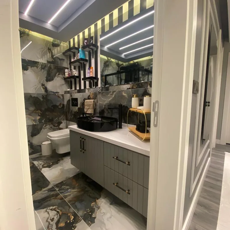 İzmir Mutfak Banyo Bornova Evka-3 Özel Banyo Mobilyası ve Porselen Seramik montaj teslimi #41